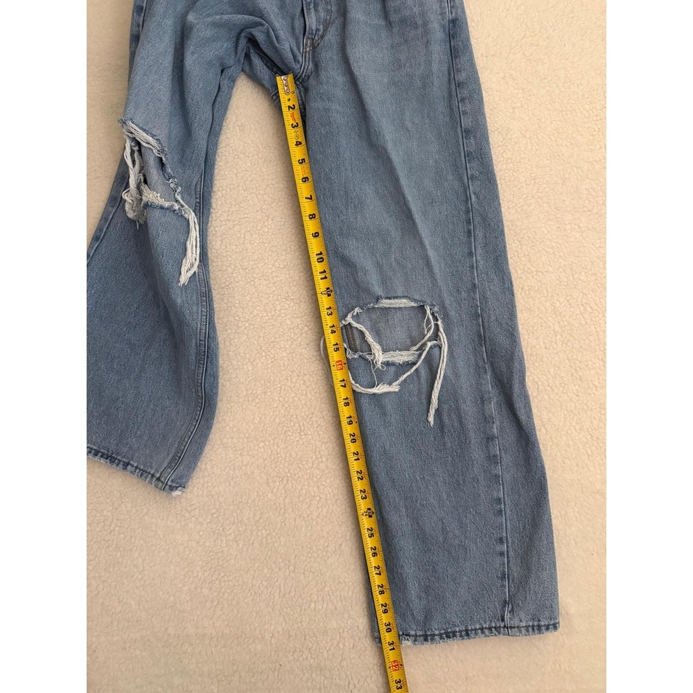 Levis Superlow Straight Jeans Womens 28 Blue Light Wash Low Rise Distressed - Picture 11 of 13